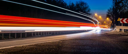 lights of cars with night. long exposureの写真素材