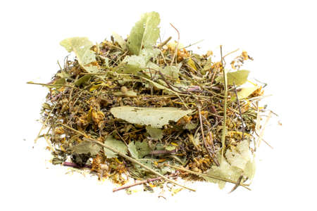 mixture of herbs on a white backgroundの写真素材