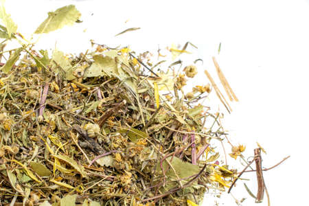 mixture of herbs on a white backgroundの写真素材