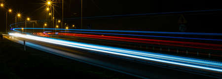 lights of cars with night. long exposureの写真素材