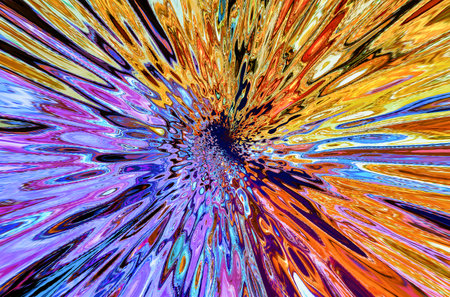a black card painted with colorful paints in an interesting patternの写真素材