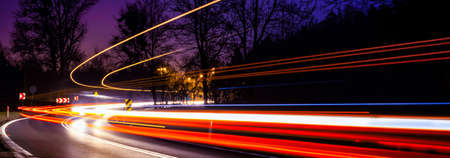 lights of cars with night. long exposureの写真素材