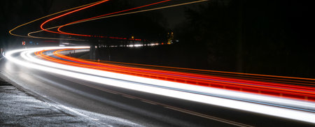 lights of cars with night. long exposureの写真素材