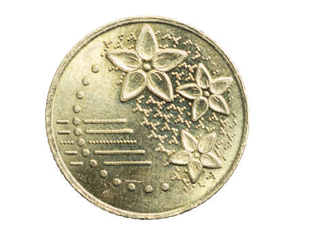 Malaysia twenty sen coin on a white isolated backgroundの写真素材