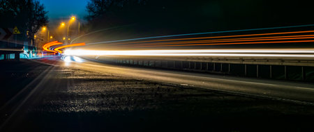 lights of cars with night. long exposureの写真素材