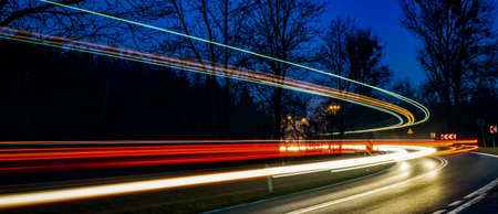 lights of cars with night. long exposureの写真素材