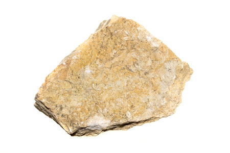 limestone stone on a white isolated backgroundの写真素材