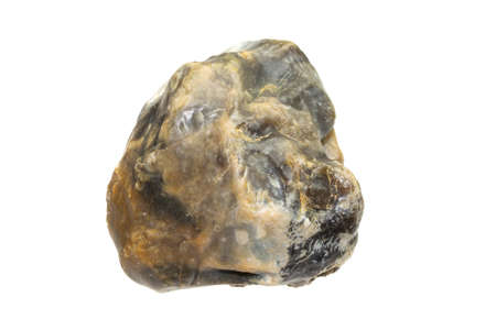 a macro photo of a flint on a white isolated backgroundの写真素材