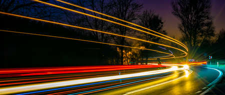 lights of cars with night. long exposure