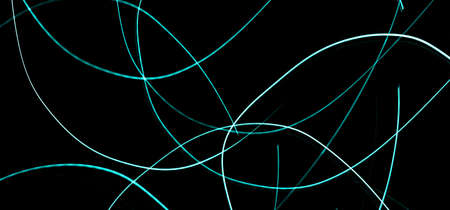 blue dotted lines of lights on a black backgroundの写真素材