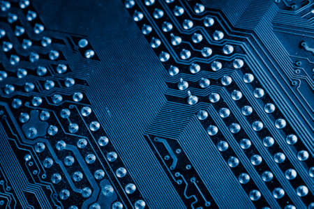Blue Modern Circuit Board Background Banner. Texture