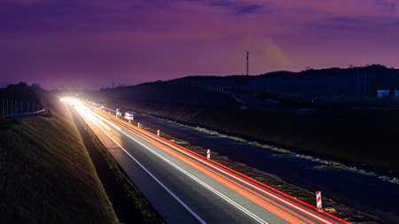 lights of cars with night. long exposureの写真素材