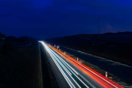 lights of cars with night. long exposureの写真素材