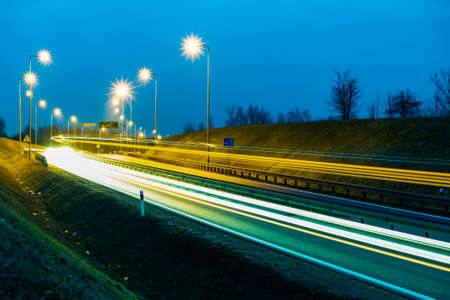 lights of cars with night. long exposureの写真素材