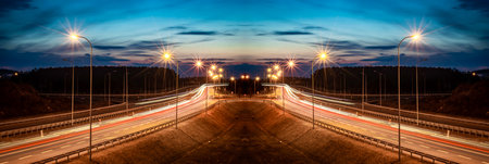 lights of cars at night. long exposureの写真素材
