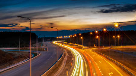 lights of cars at night. long exposureの写真素材