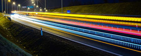 lights of cars at night. long exposureの写真素材