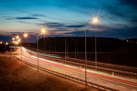 lights of cars at night. long exposureの写真素材