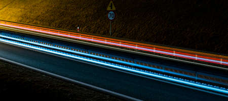 lights of cars at night. long exposure