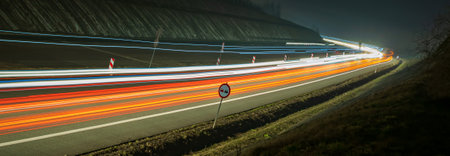 lights of cars at night. long exposure