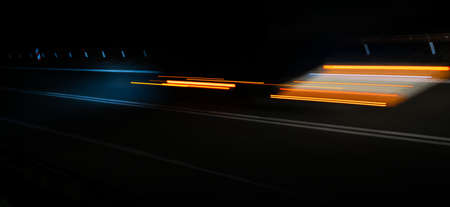 lights of moving cars at night. long exposureの写真素材