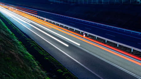 lights of moving cars at night. long exposureの写真素材