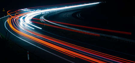 lights of moving cars at night. long exposureの写真素材
