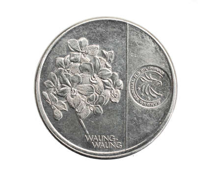 Philippines one piso coin on white isolated backgroundの写真素材