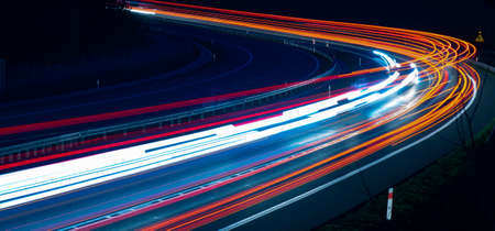lights of moving cars at night. long exposureの写真素材