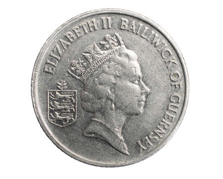 England ten pence coin on a white isolated backgroundの写真素材