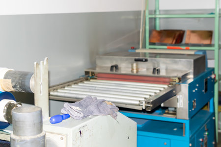 printed circuit board foiling machine with visible detailsの写真素材