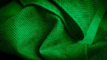 green cotton fabric with visible details. backgroundの写真素材