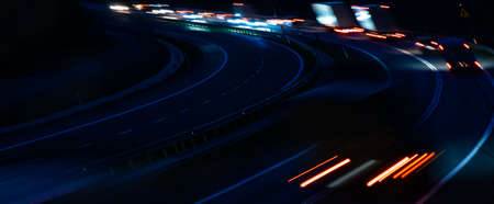 lights of moving cars at night. long exposureの写真素材