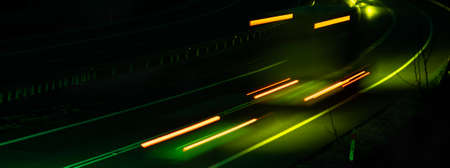 lights of moving cars at night. long exposureの写真素材