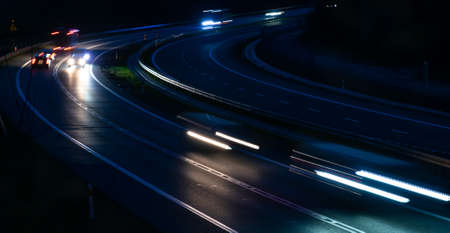 lights of moving cars at night. long exposureの写真素材