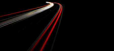 lights of moving cars at night. long exposureの写真素材