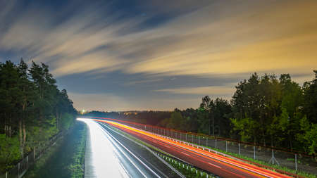 lights of moving cars at night. long exposureの写真素材