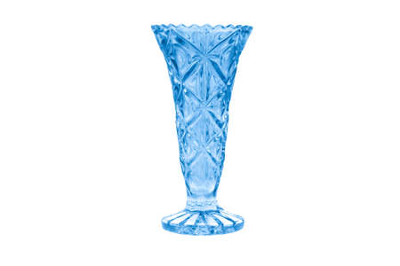 crystal blue clear vase on a white backgroundの写真素材