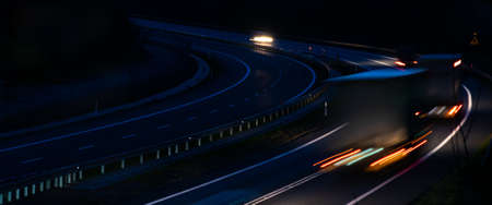 lights of moving cars at night. long exposureの写真素材