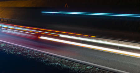 lights of moving cars at night. long exposureの写真素材