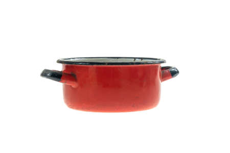 red kitchen pot and white isolated backgroundの写真素材