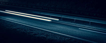 lights of moving cars at night. long exposureの写真素材