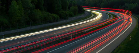 lights of moving cars at night. long exposureの写真素材
