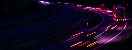 lights of moving cars at night. long exposureの写真素材