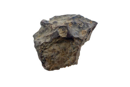 brown volcanic lava on a white isolated backgroundの写真素材