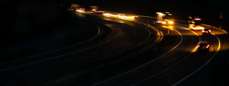 lights of moving cars at night. long exposureの写真素材