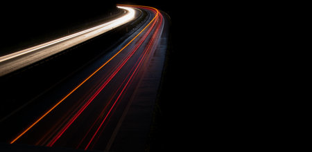 lights of moving cars at night. long exposureの写真素材