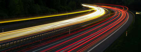 lights of moving cars at night. long exposureの写真素材