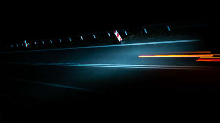 lights of moving cars at night. long exposureの写真素材