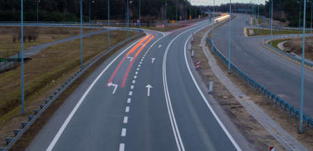 lights of moving cars at night. long exposureの写真素材